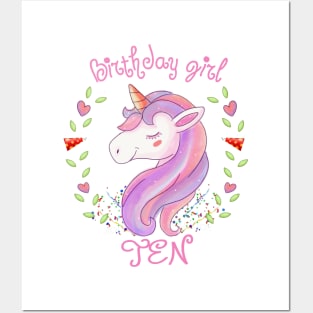 'Unicorn Tenth Birthday Girl' Cute Birthday Tenth Gift Posters and Art